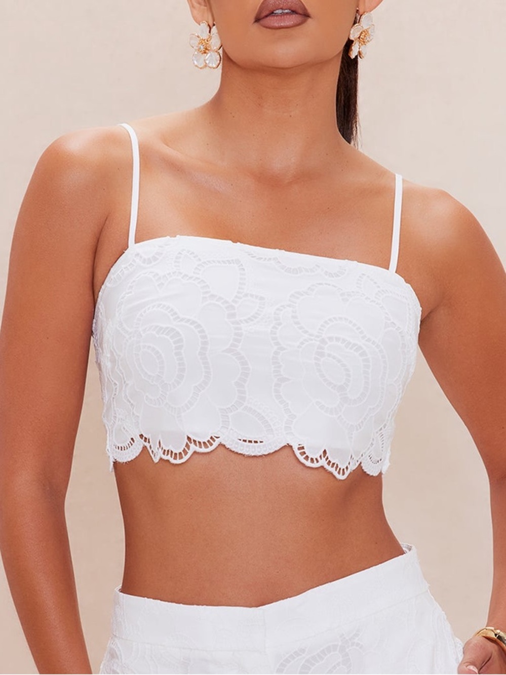 Fashion Nova Luxe White Lace Crop Top